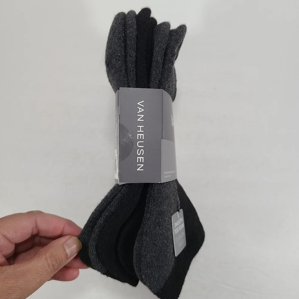 Van Heusen Black Gray Performance Low Cut Socks 6 Pair Men Size 6-12.5